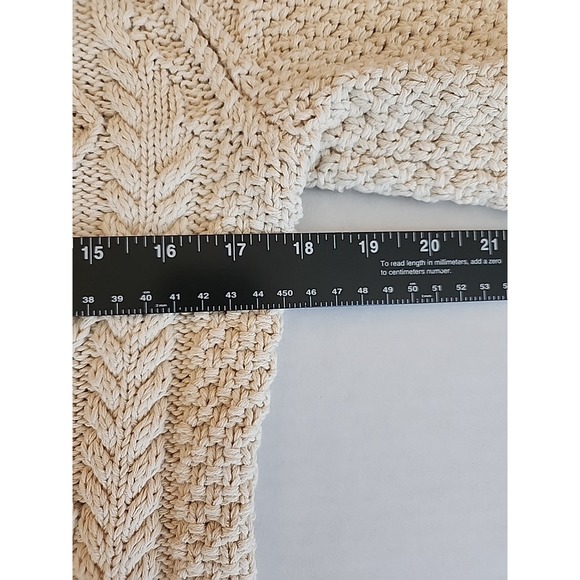 LL Bean Signature Fisherman Sweater Chunky Cable Knit Cottage Cream Womens Sz S - Picture 7 of 11
